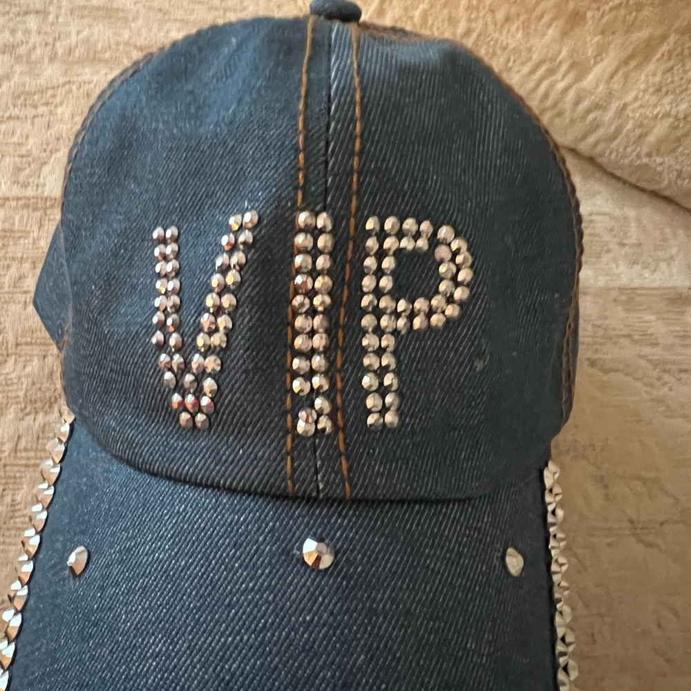 NoLLia denim and rhinestones Logo statement  fashion baseball cap one size fits